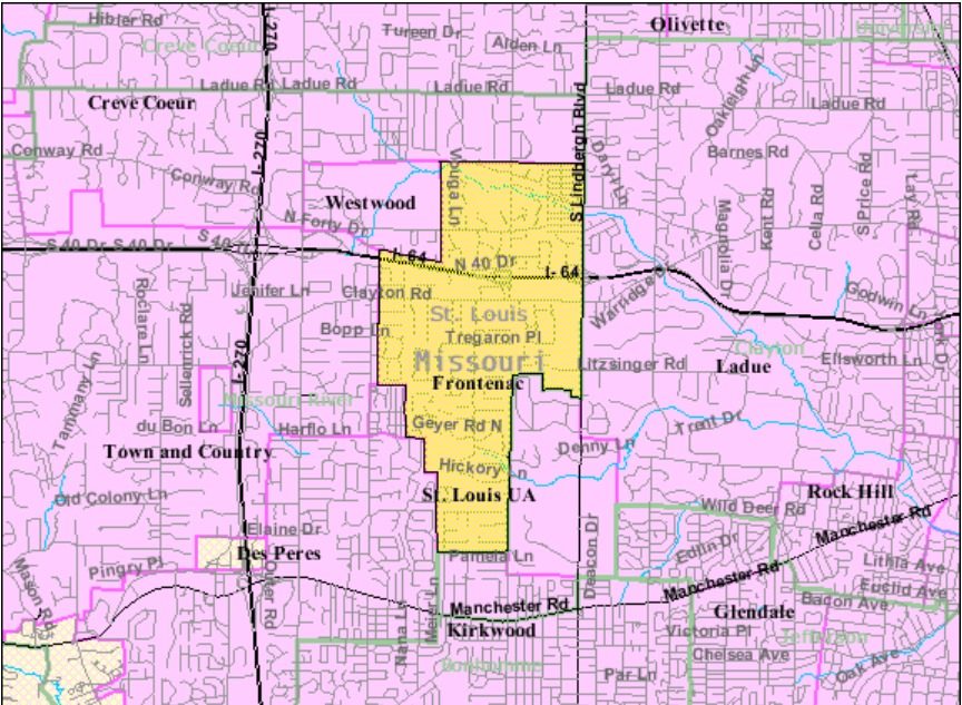 Location of Frontenac, Missouri