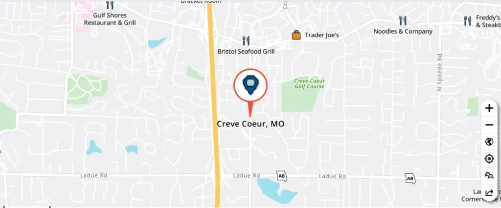 Location of Creve Coeur, MO