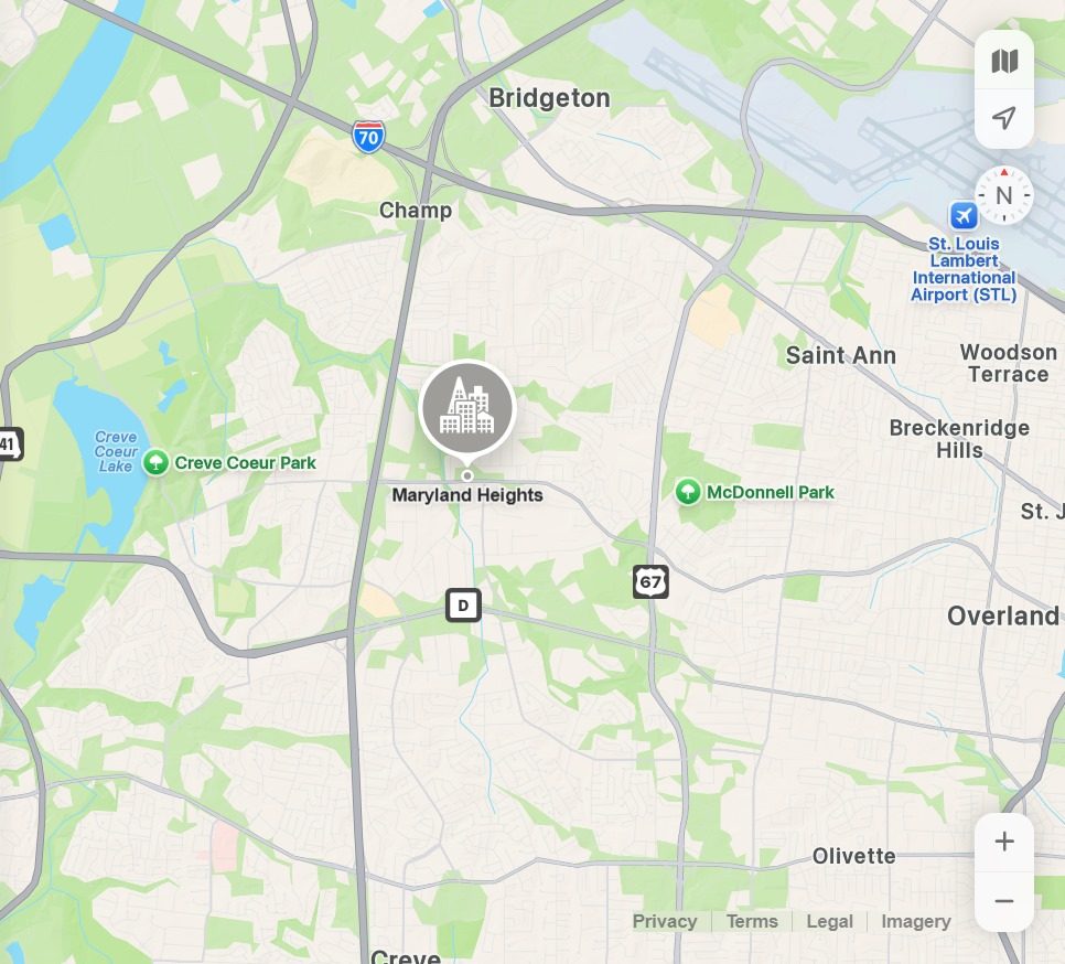 Location of Maryland Heights, MO